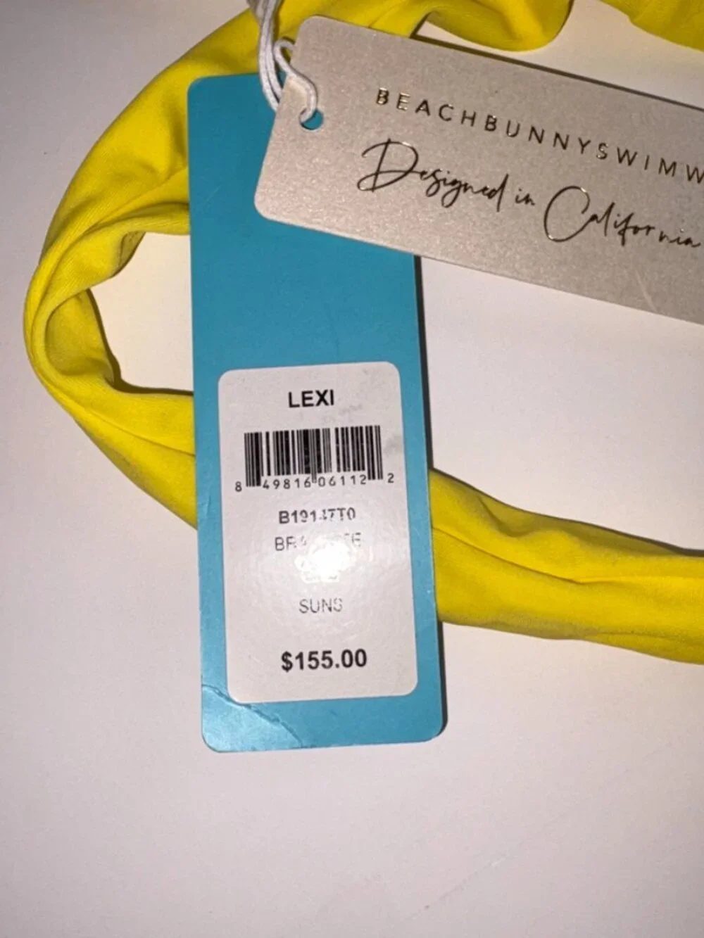 NEW NWT Beach Bun­ny Lexi Bralette Top Bikini Swim Yellow Suns size Large